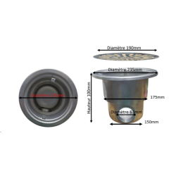 Bonde de fond inox 2 Béton-Débit 13 m3/H