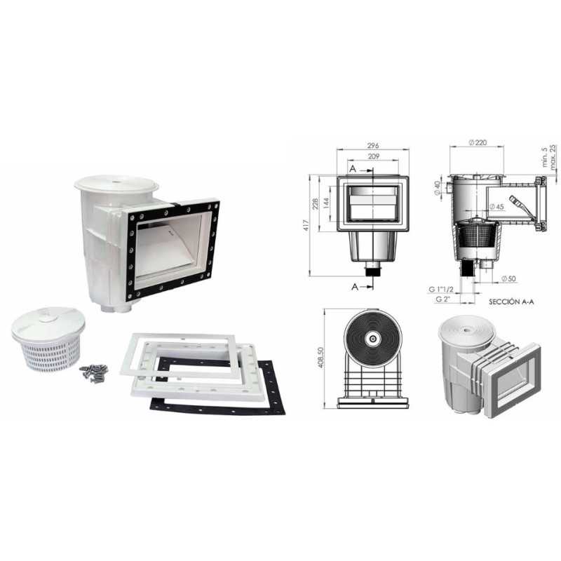 Skimmer Petite Meurtrière15L pour Liner sans Cône