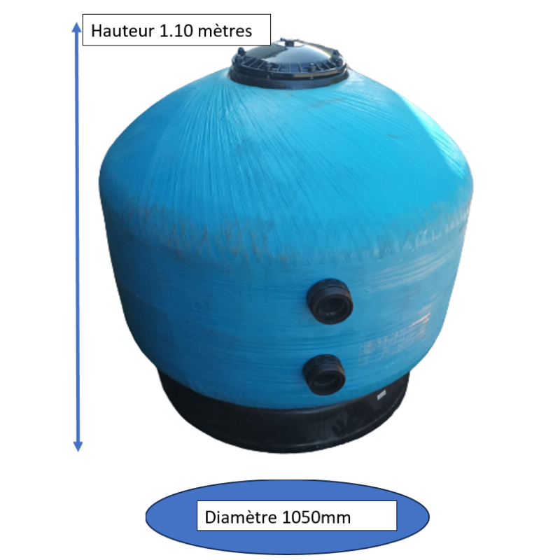 Filtre à sable bobiné 40-52m3/h-D1050-SIDE-Charge 600kg-Vanne2