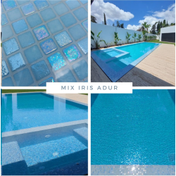 PS-MIX IRIS ADUR Mosaïque de verre Bleu Claire Nacré 2.5cm x 2.5cm
