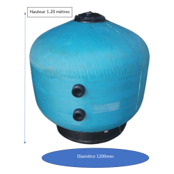 Filtre à sable bobiné 48 56m3/h-D1200-SIDE-Vanne 2.5- Charge 850 kg