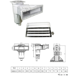 Skimmer X-Large Mince  252.1V Vissage Laiton 17.5 Litres Grande Meurtrière Liner