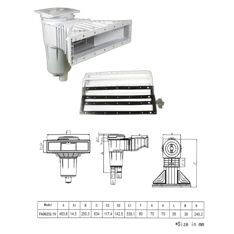 Skimmer X-Large Mince  252.1V Vissage Laiton 17.5 Litres Grande Meurtrière Liner