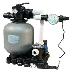 Combo 2-Bloc de Filtration au sel Jusqu'à 35m3-Gris Avec Raccord
