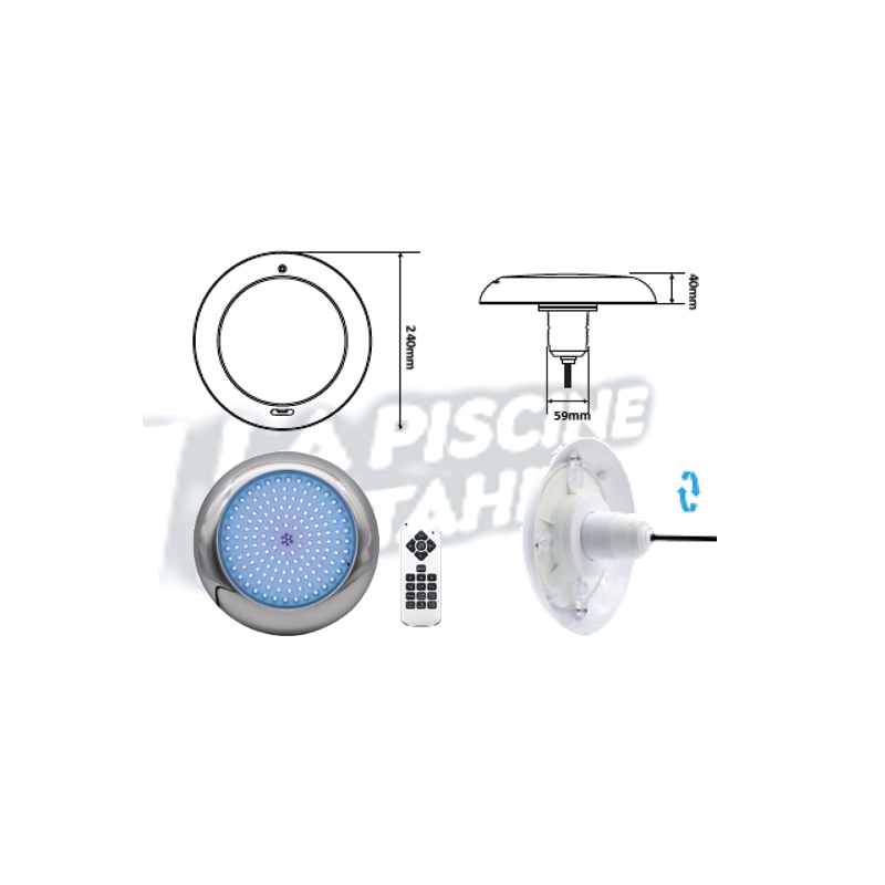 Extra Plat Led Inox 40W RGBR18-Murale Liner-Béton-Diamètre 50mm