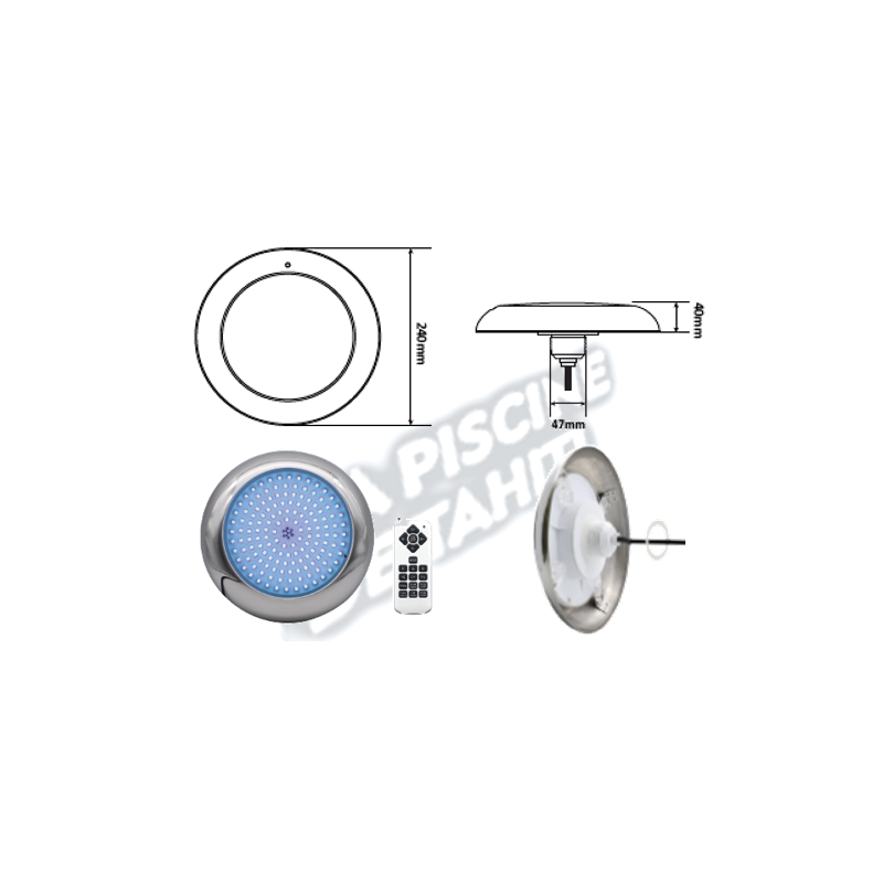 Extra Plat Led Inox 40W RGBR18-Murale-Béton (Raccord à Visser En Option)