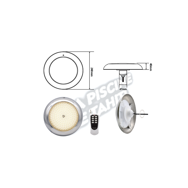 Extra Plat Led Inox 40W BLanche R8-Murale-Béton (Raccord à Visser En Option)