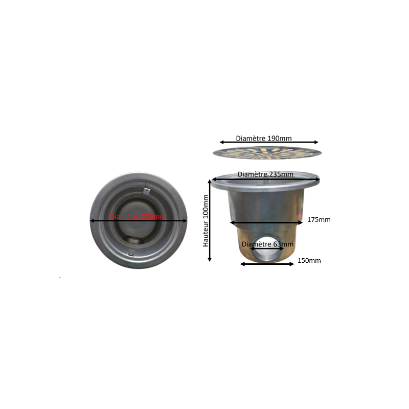 Bonde de fond inox 2" Béton-Débit 13 m3/H