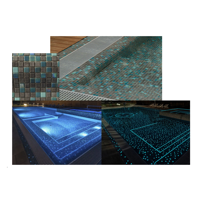 LU-42 Tabit Mosaïque de verre Noir Luminescent 2.5cm x 2.5cm